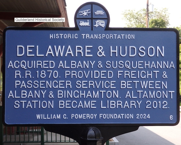 Delaware & Hudson RR
        highway marker at Altamont Library