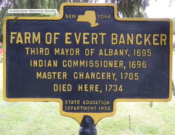 farm of Evert Bancker
        highway marker Rte 146 Guilderland