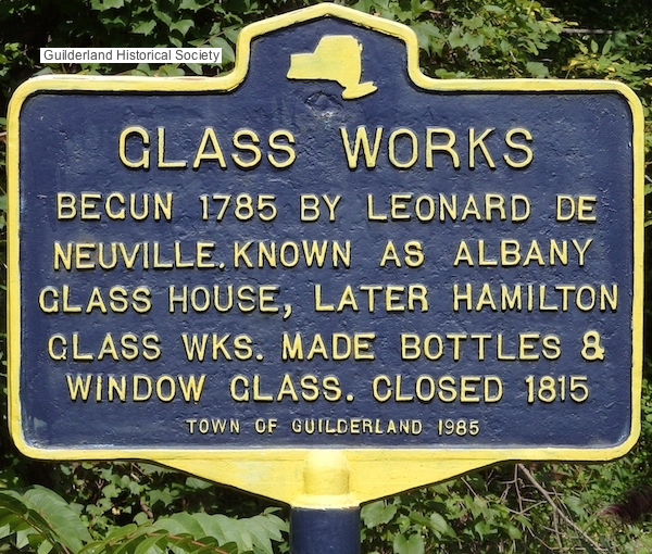 Glass Works highway marker on
        Foundry Road Guilderland