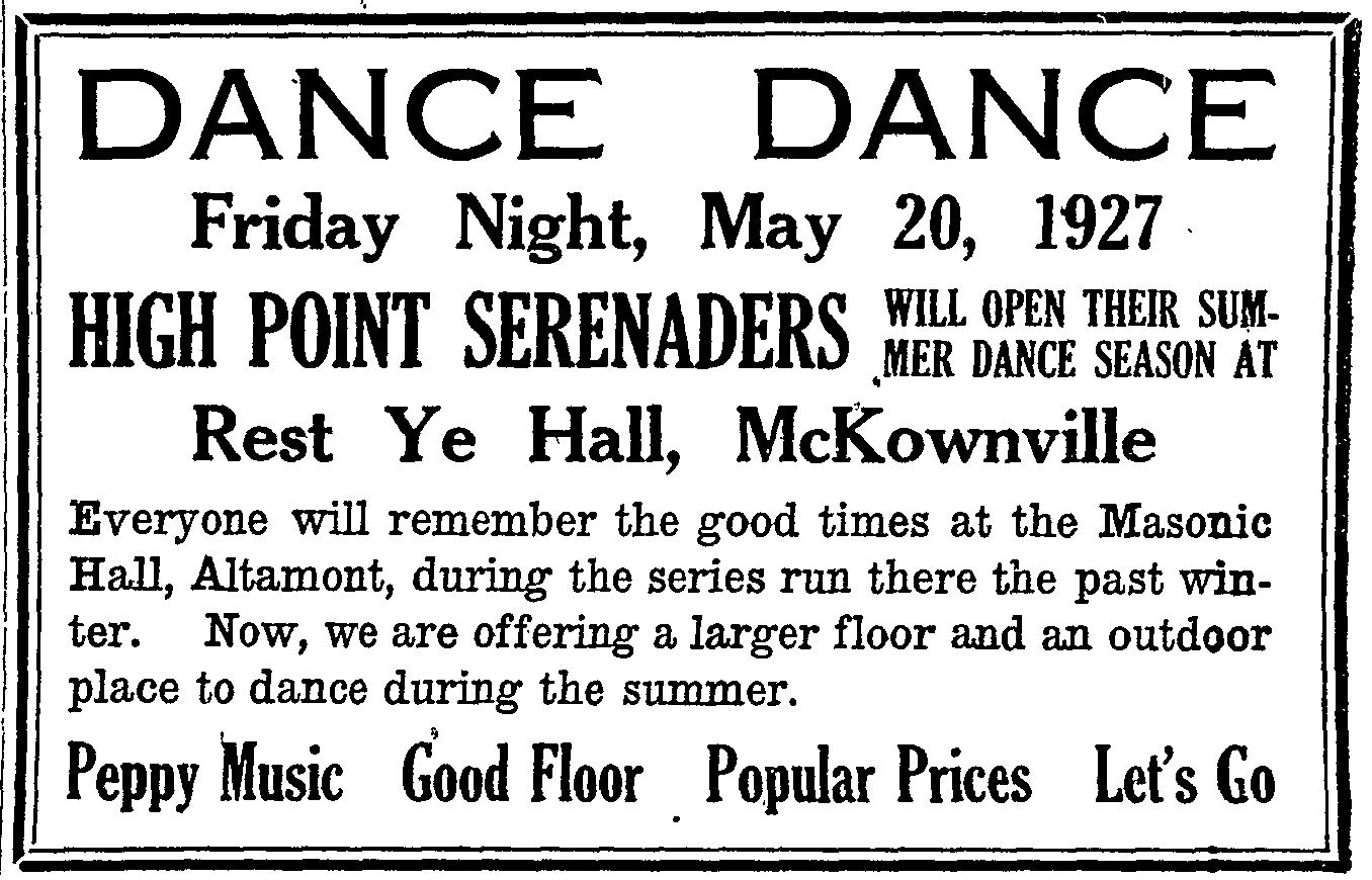 Rest Ye
hall Ad 1927