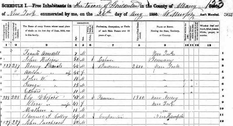 Henry Daniels in the 1850
census