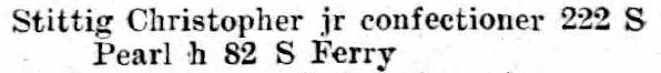 1915
      Stittig Confectioners city directory listing