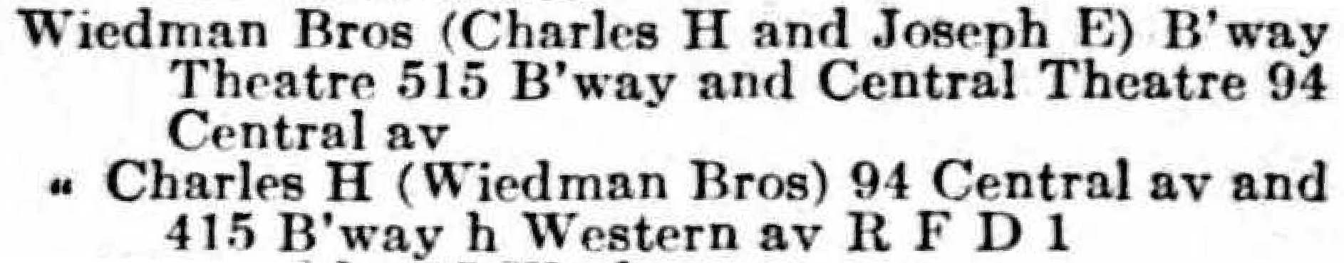 1920 CH Weidman
city directory listing