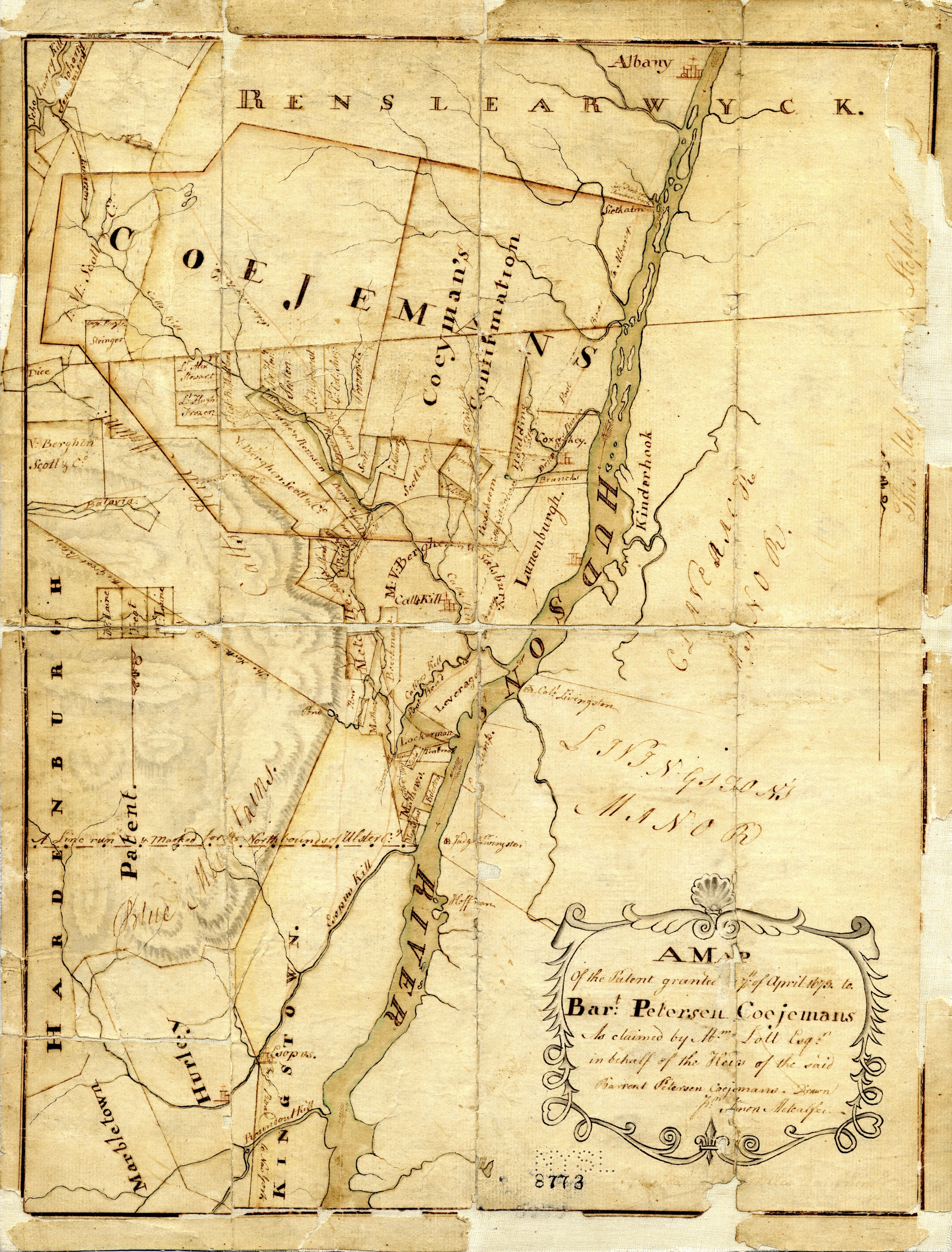 Map of the
Coeymans Patent and surroundings 18th C.