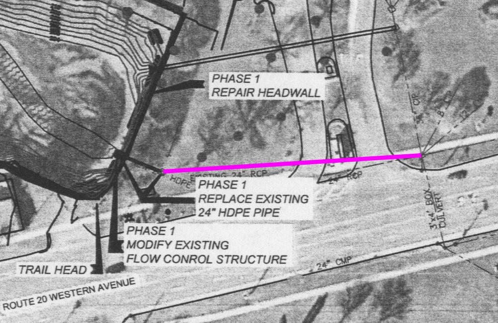 plan
showing outlet from the McKownville Reservoir